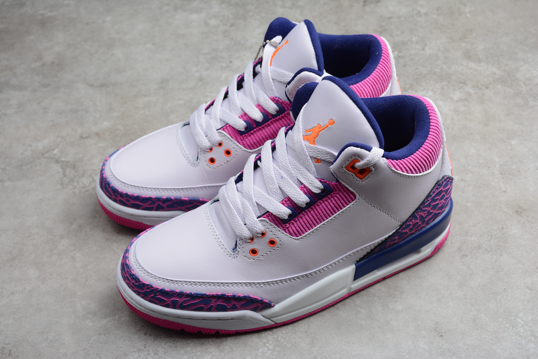 Women 2020 Air Jordan 3 Retro White Purple Blue Shoes